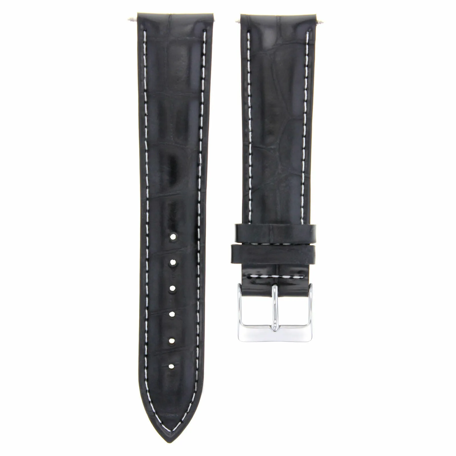 18MM LEATHER WATCH STRAP BAND FOR BREITLING PILOT BENTLEY WATCH BLACK WHITE STIT