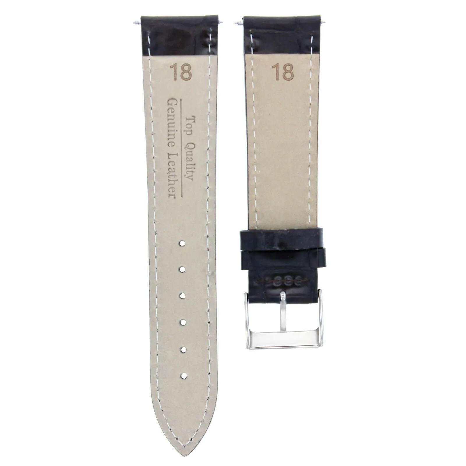 18MM LEATHER WATCH STRAP BAND FOR BREITLING PILOT BENTLEY WATCH BLACK WHITE STIT