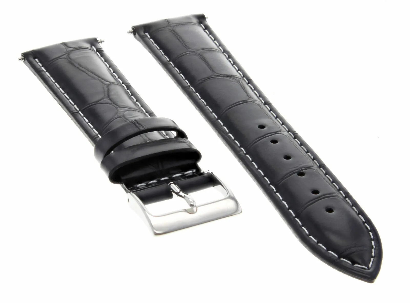 18MM LEATHER WATCH STRAP BAND FOR BREITLING PILOT BENTLEY WATCH BLACK WHITE STIT
