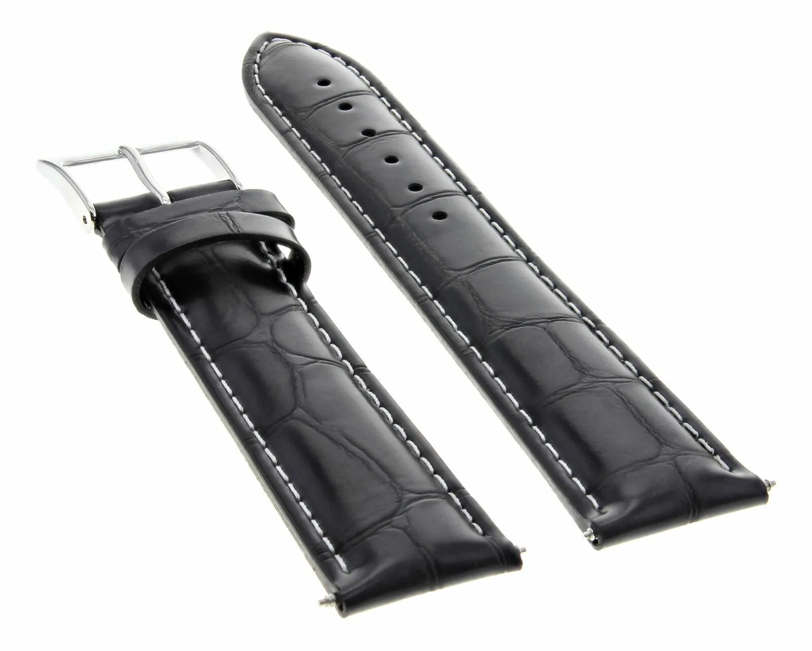 18MM LEATHER WATCH STRAP BAND FOR BREITLING PILOT BENTLEY WATCH BLACK WHITE STIT