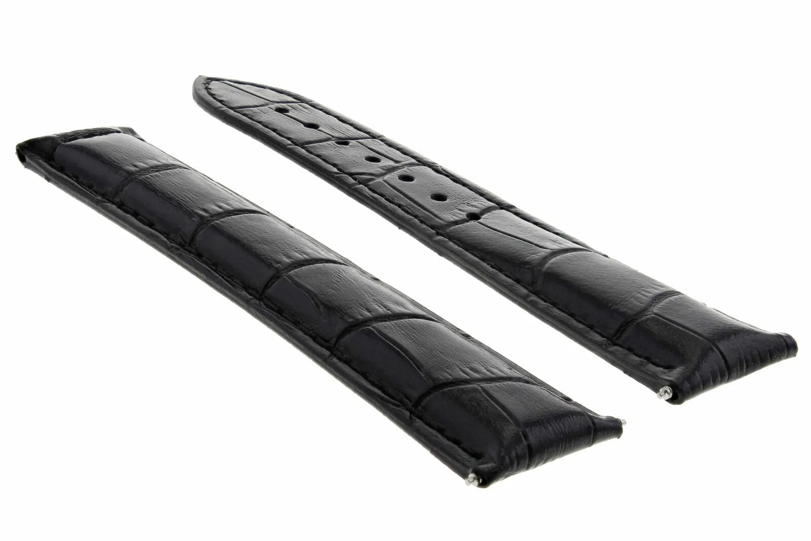 20MM GENUINE LEATHER WATCH STRAP BAND DEPLOYMENT CLASP FOR ZENITH WATCH BLACK