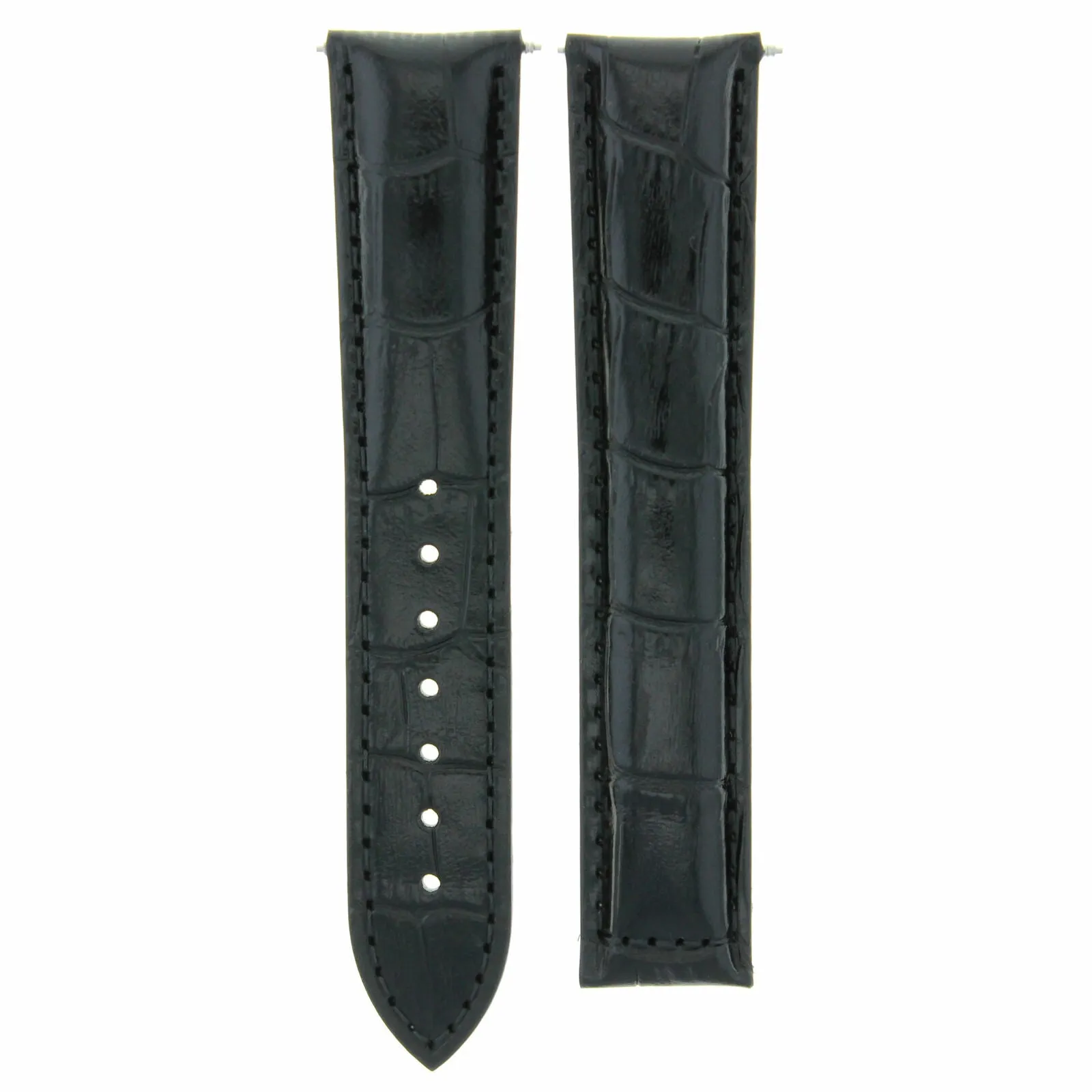 20MM GENUINE LEATHER WATCH STRAP BAND DEPLOYMENT CLASP FOR ZENITH WATCH BLACK