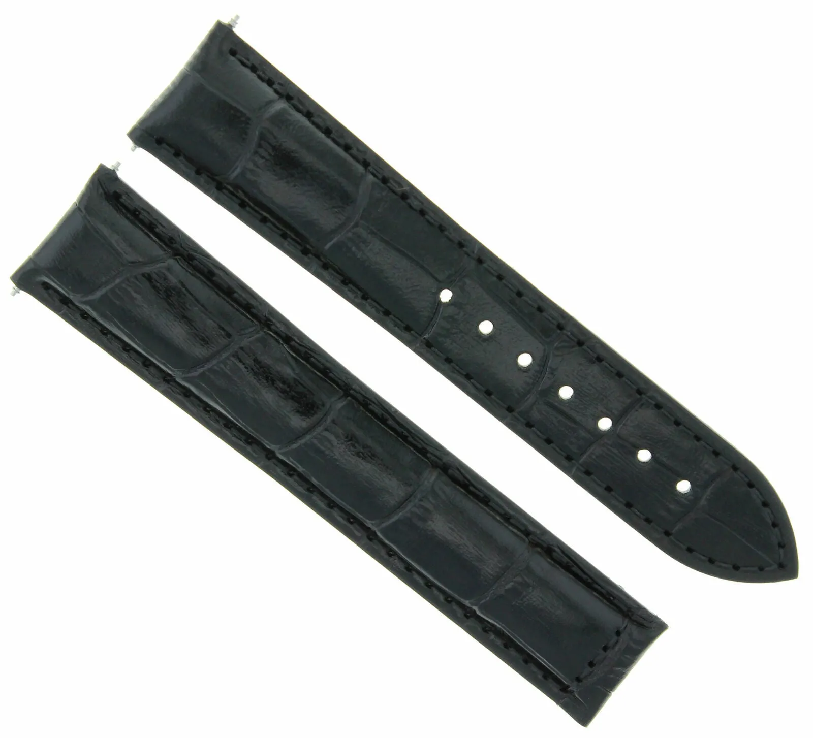 20MM GENUINE LEATHER WATCH STRAP BAND DEPLOYMENT CLASP FOR ZENITH WATCH BLACK