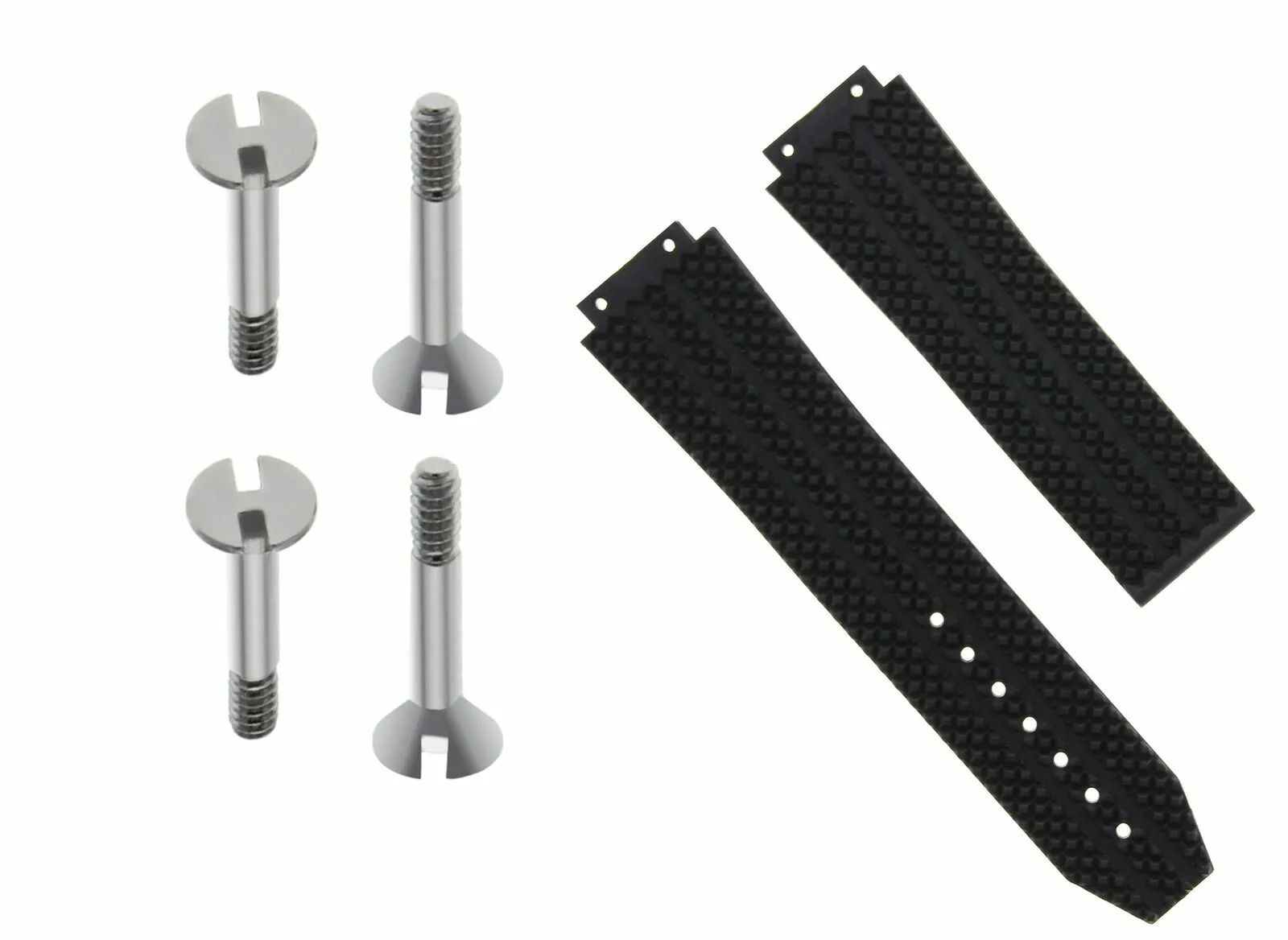 24MM RUBBER BAND STRAP CLASP FOR HUBLOT H BIG BANG 44-44.5MM   4 SCREW BLACK