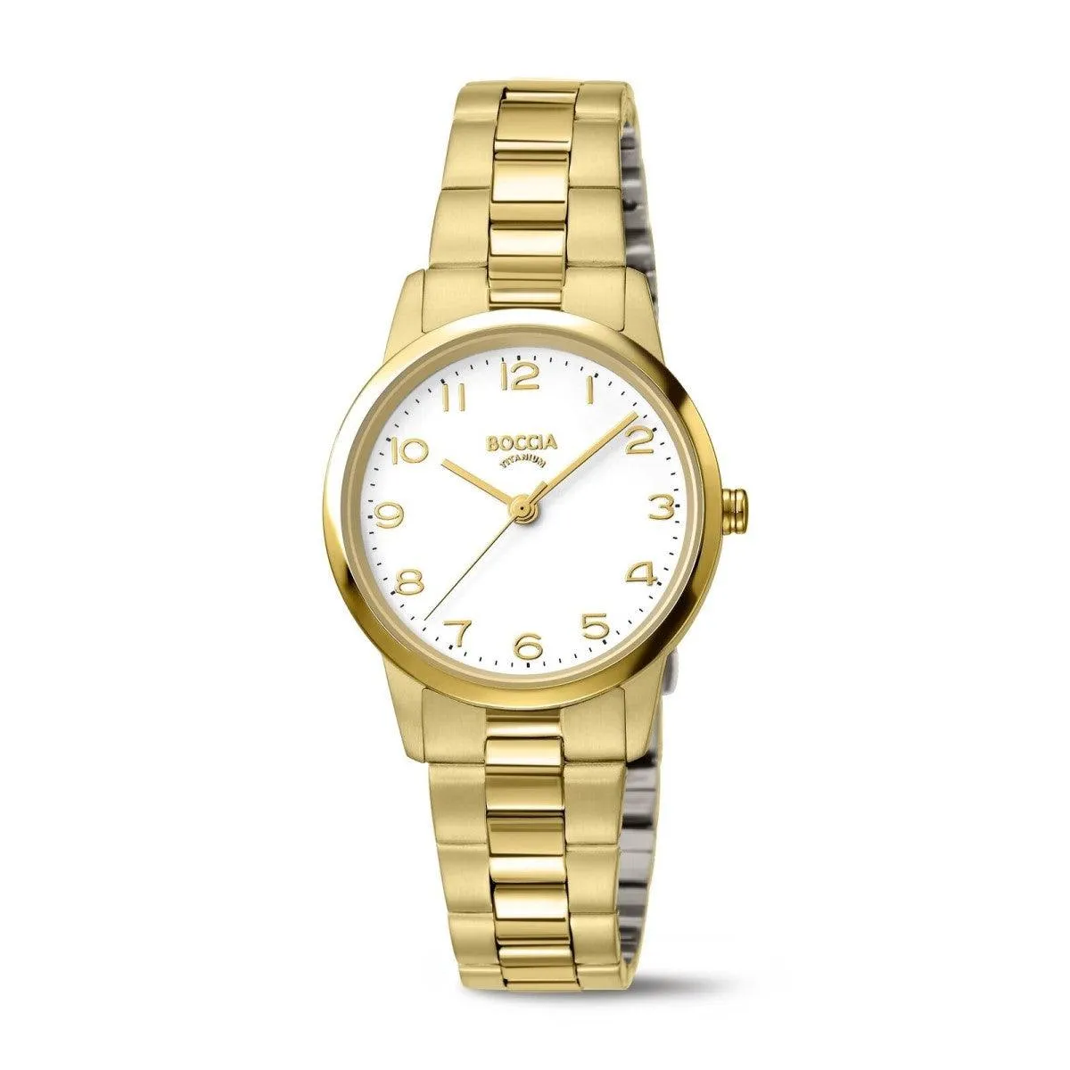 3358-02 - Womens Gold Plated Titanium with Bracelet Strap Dress Watch