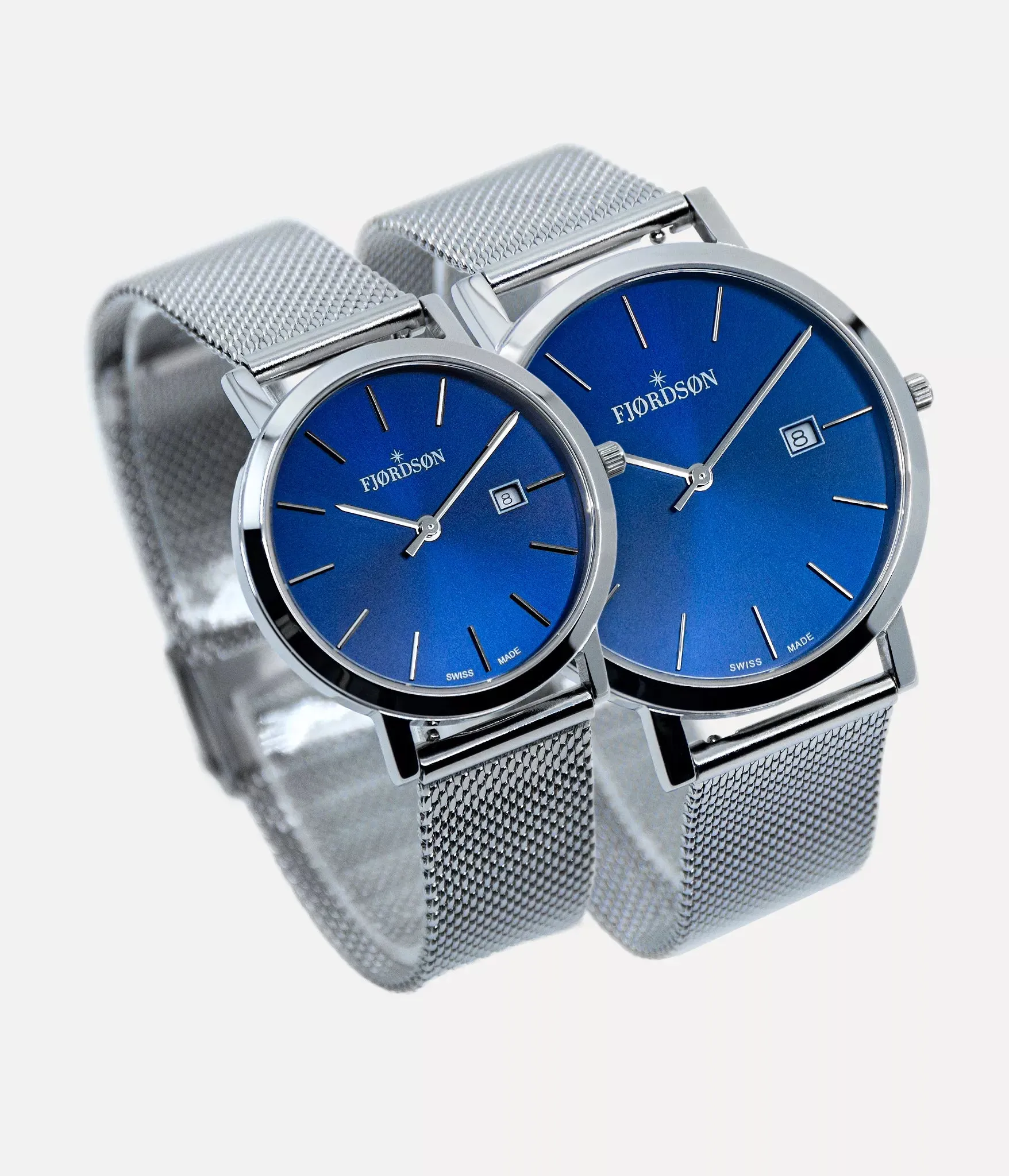 #91 | Blue Dial With Metal Mesh Strap - Matching Couple Watches Gift Set