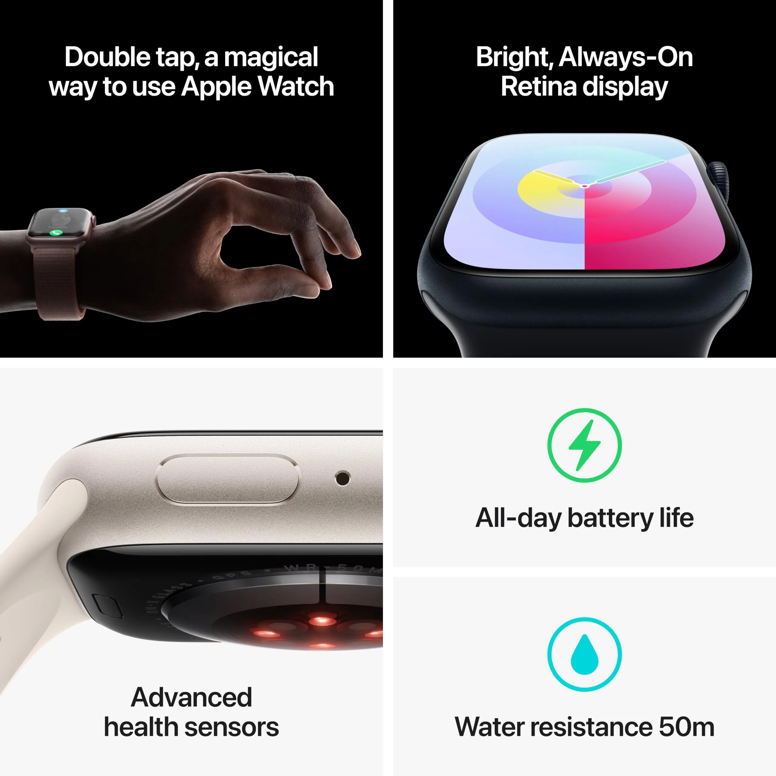 Apple Watch Series 9 [GPS 41mm] Smartwatch with Midnight Aluminum Case with Midnight Sport Loop One Size. Fitness Tracker, ECG Apps, Always-On Retina Display, Carbon Neutral