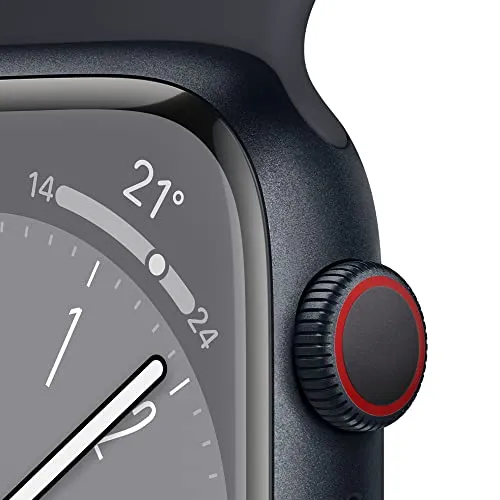 Apple Watch Series 8 (GPS, 41mm) Smartwatch - Aluminiumgehäuse Mitternacht, Sportarmband Mitternacht - Regular. Fitnesstracker, Blutsauerstoffund EKGApps, Always-On Retina Display, Wasserschutz