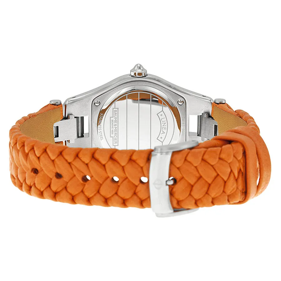 Baume and Mercier Linea Mother of Pearl Dial Orange Leather Ladies Watch 10115