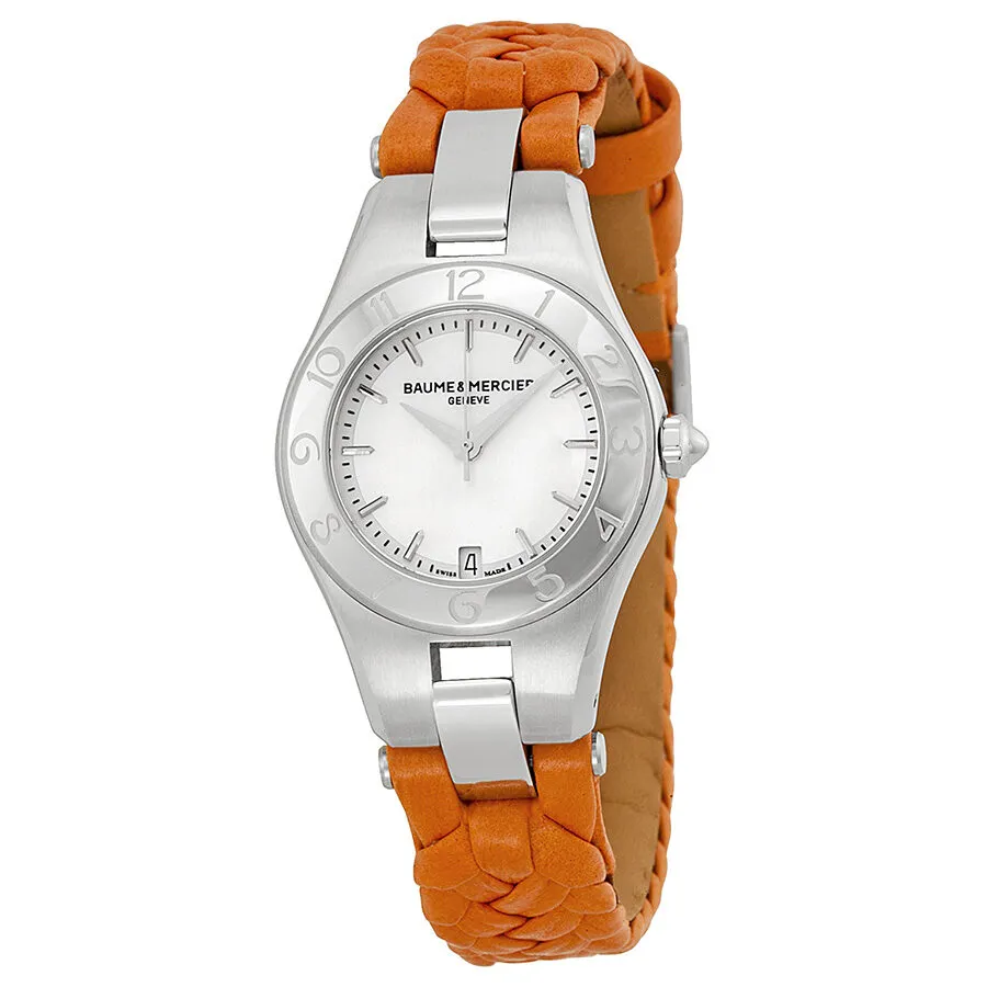 Baume and Mercier Linea Mother of Pearl Dial Orange Leather Ladies Watch 10115