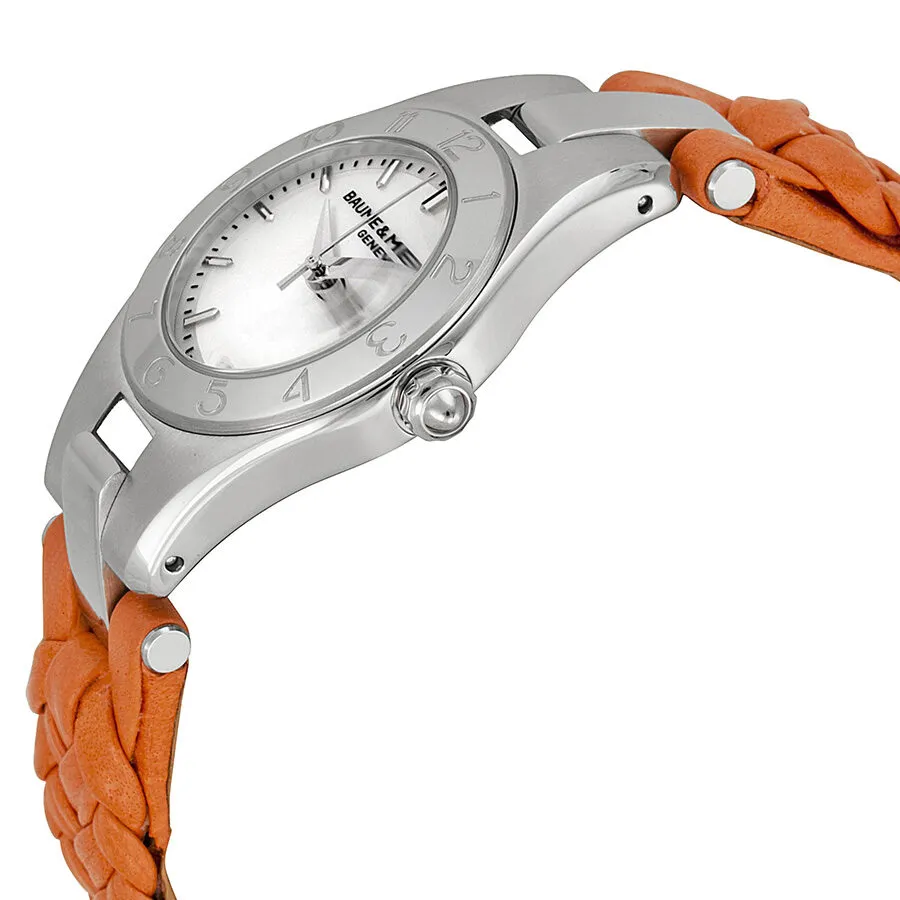 Baume and Mercier Linea Mother of Pearl Dial Orange Leather Ladies Watch 10115