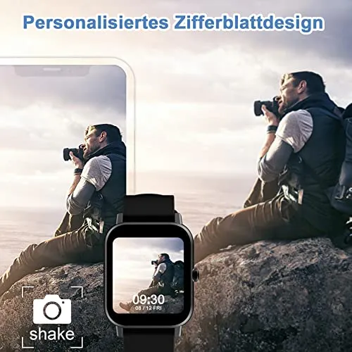 Blackview Smartwatch R3 Herren Damen Fitnessuhr,1,3 Zoll Smart Watch, Armbanduhr mit Pulsmesser Schlafmonitor Musiksteuerung SpO2,Schrittzähler Uhr Sportuhr, Aktivitätstracker für Android iOS,Schwarz