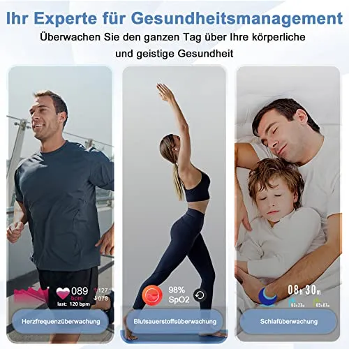 Blackview Smartwatch R3 Herren Damen Fitnessuhr,1,3 Zoll Smart Watch, Armbanduhr mit Pulsmesser Schlafmonitor Musiksteuerung SpO2,Schrittzähler Uhr Sportuhr, Aktivitätstracker für Android iOS,Schwarz