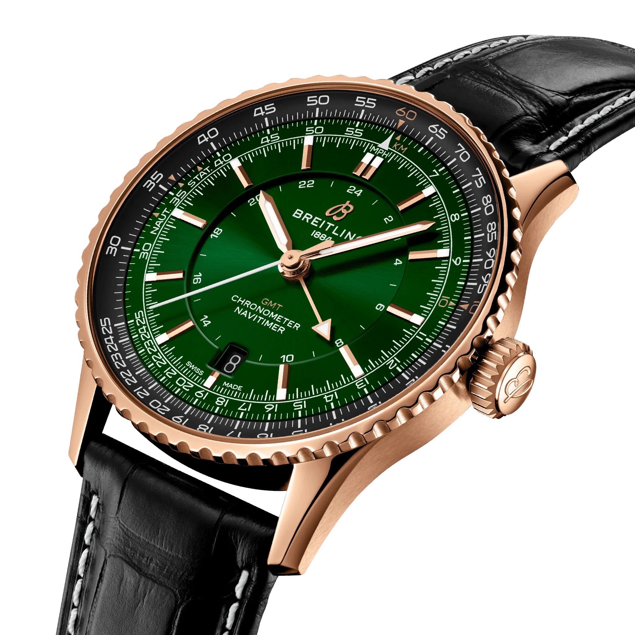 Breitling Navitimer Automatic GMT 41 Watch with Green Dial