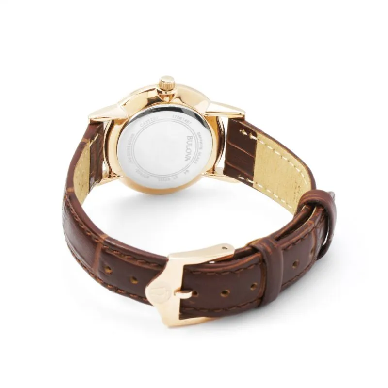Bulova Quartz Diamond Gallery Mother of Pearl Dial Ladies Watch 97P105