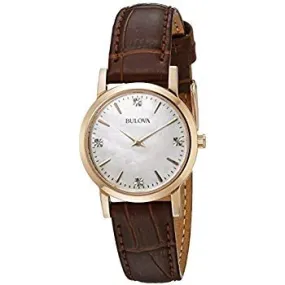 Bulova Quartz Diamond Gallery Mother of Pearl Dial Ladies Watch 97P105