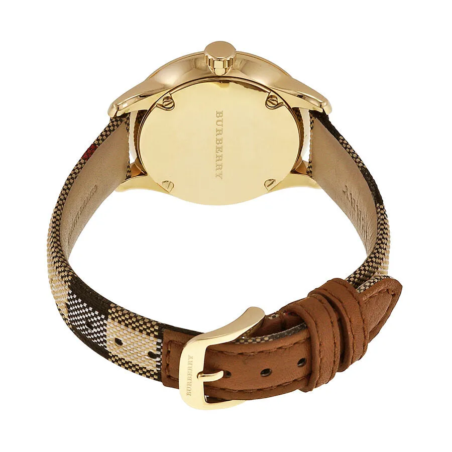 Burberry Honey Check Stamped Dial Honey Check Fabric-Coated Leather Ladies Watch BU10104