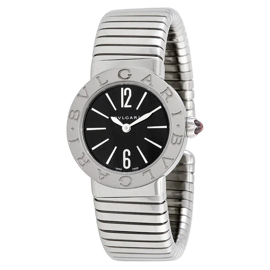 Bvlgari Tubogas Black Dial Stainless Steel Ladies Watch 102224