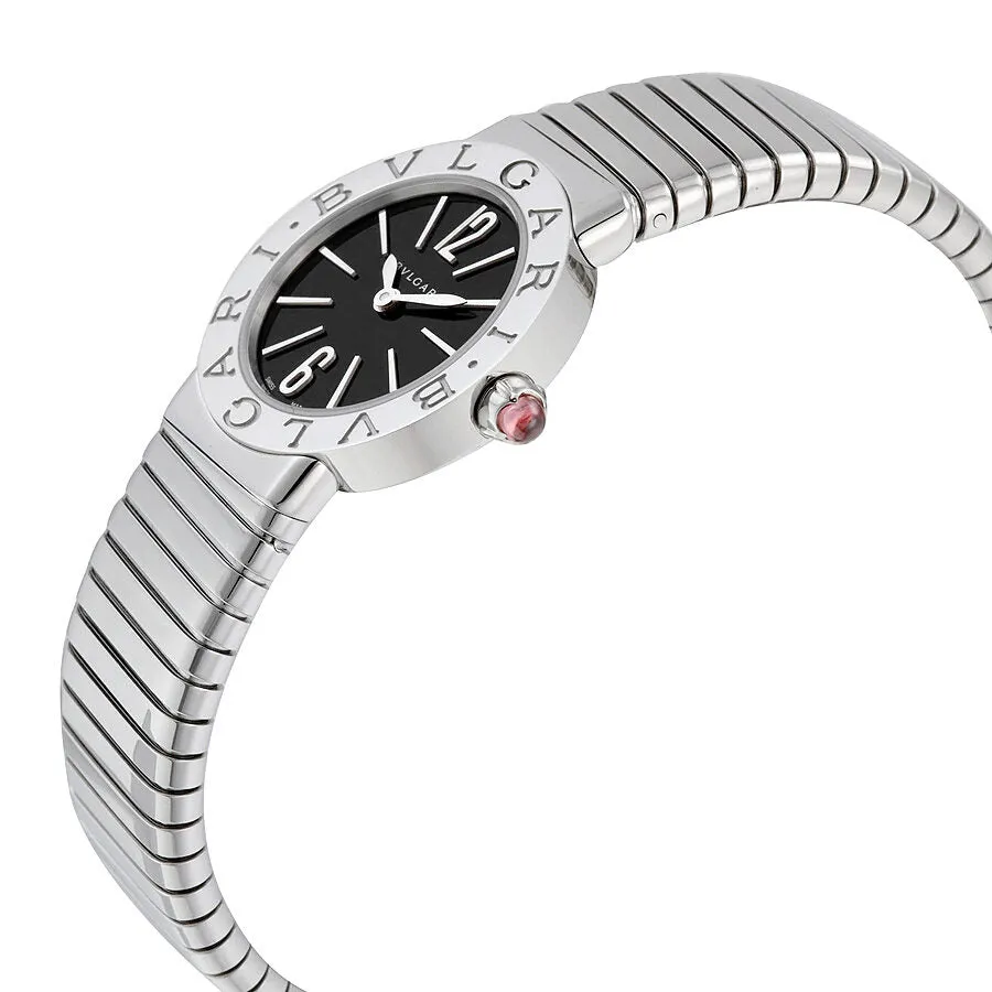 Bvlgari Tubogas Black Dial Stainless Steel Ladies Watch 102224