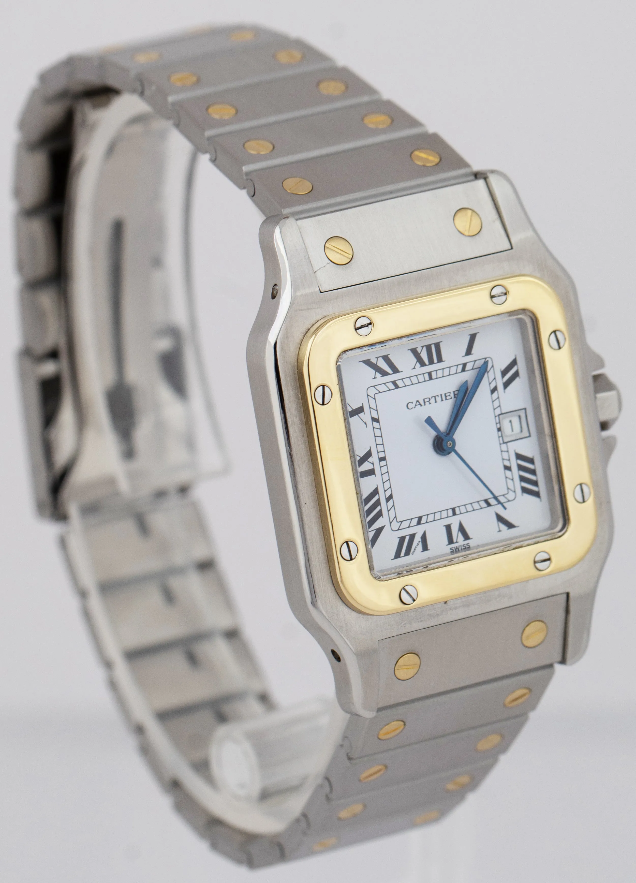 Cartier Santos 29mm Automatic Two-Tone 18K Yellow Gold Steel White 2961 Watch