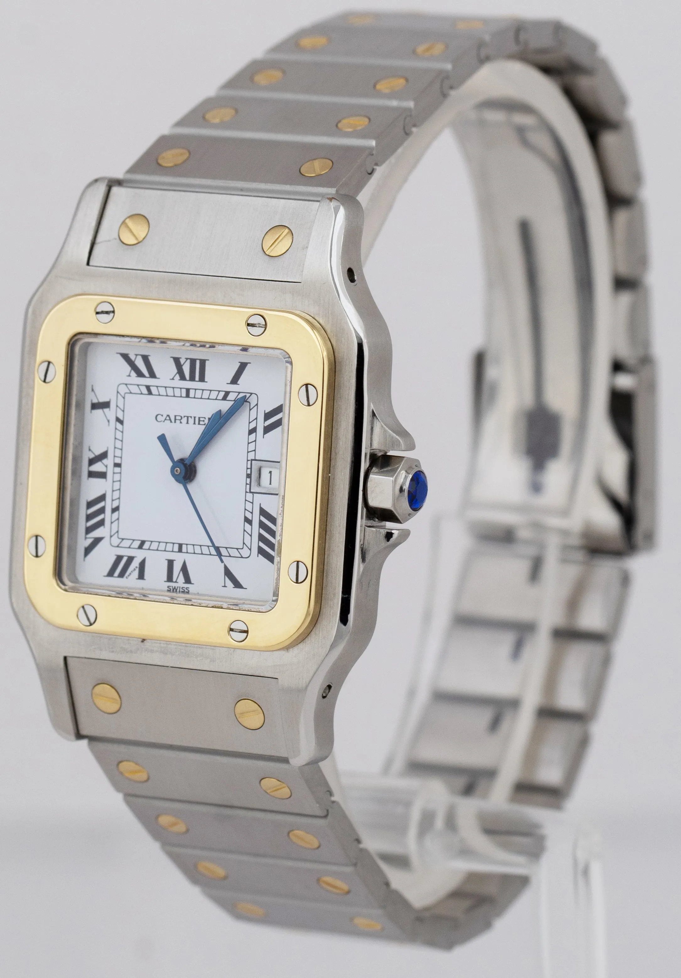 Cartier Santos 29mm Automatic Two-Tone 18K Yellow Gold Steel White 2961 Watch
