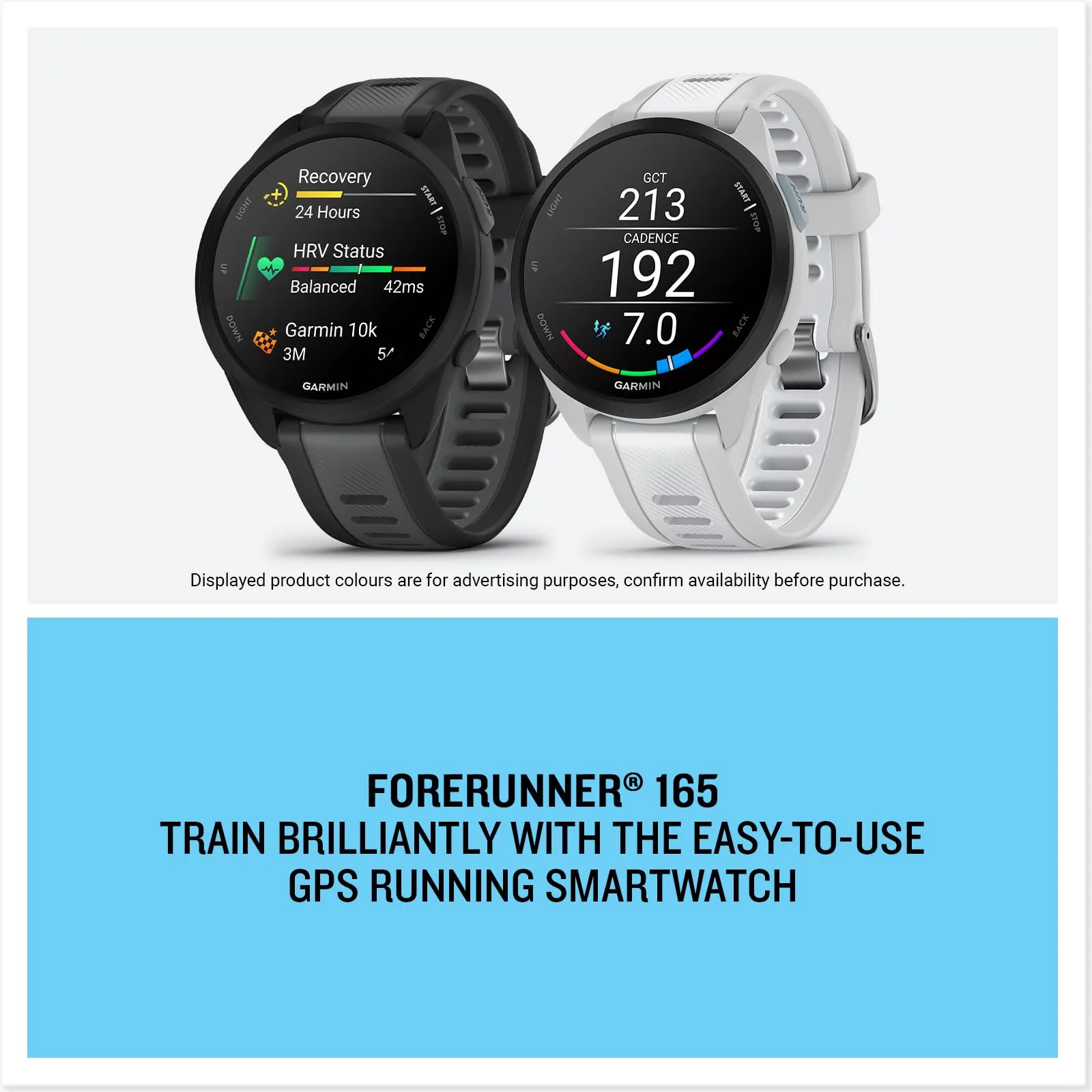 Garmin Forerunner 165 GPS 43mm Running Smartwatch, Lightweight, AMOLED Touchscreen, Advanced Training, Insights and Features, Safety & Tracking Features, up to 11 days Battery Life, Black