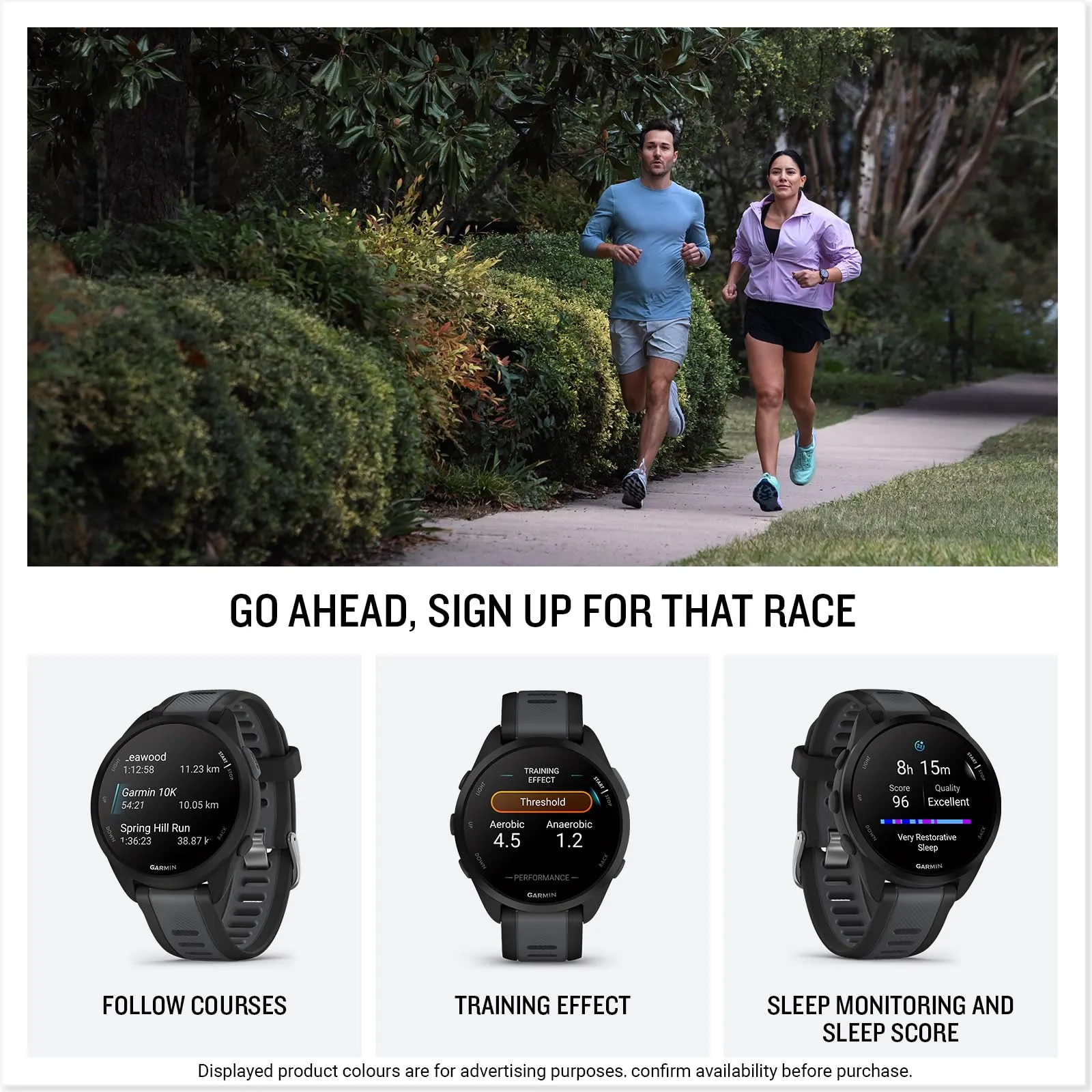 Garmin Forerunner 165 GPS 43mm Running Smartwatch, Lightweight, AMOLED Touchscreen, Advanced Training, Insights and Features, Safety & Tracking Features, up to 11 days Battery Life, Black