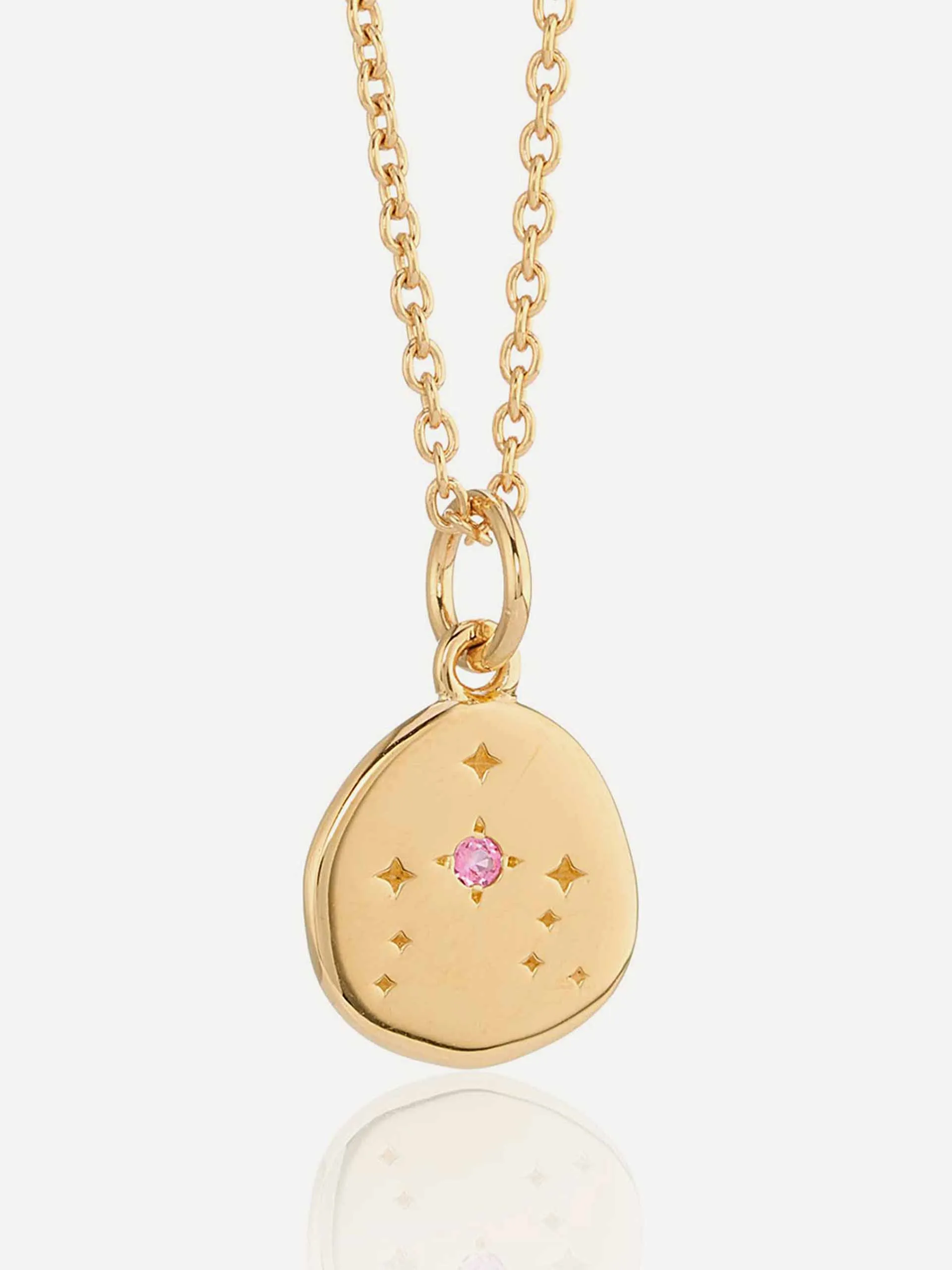 Gold plated pendant with pink gemstone