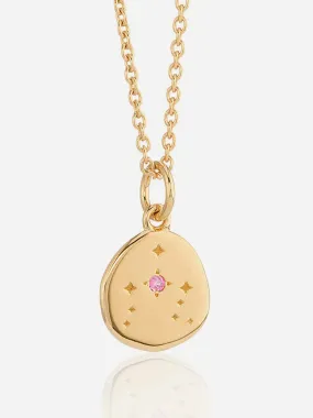 Gold plated pendant with pink gemstone