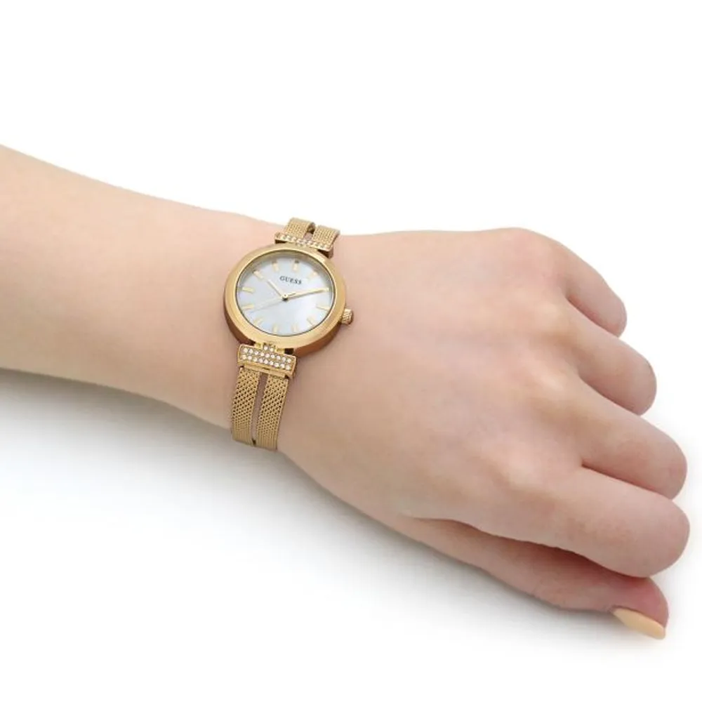 Guess Array Gold Tone Mesh Bracelet Strap Ladies Watch GW0471L2