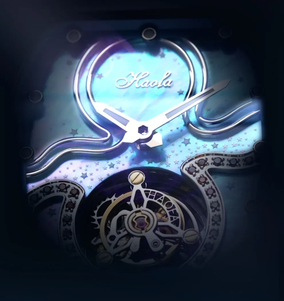 HAOFA Square Women Tourbillon Carbon Fiber Bezel 42 hours power super luminous Manual winding movement 1910L