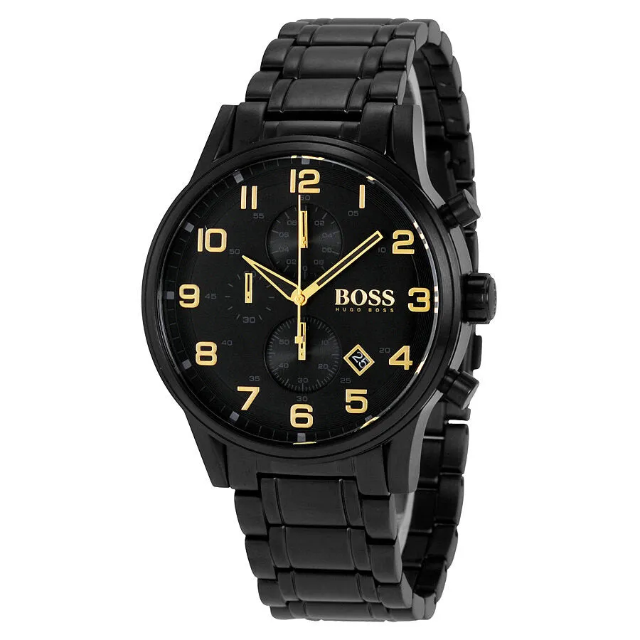 Hugo Boss Aeroliner Chronograph Black Dial Black Ion-plated Men's Watch 1513275