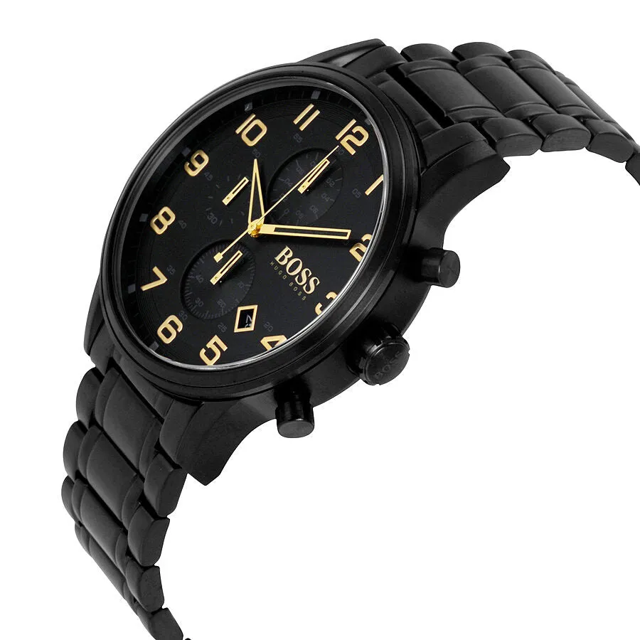 Hugo Boss Aeroliner Chronograph Black Dial Black Ion-plated Men's Watch 1513275