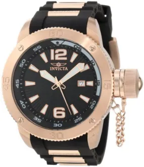 Invicta I-Force Black Dial Black Polyurethane with Rose Gold-plated Men's Watch 12965
