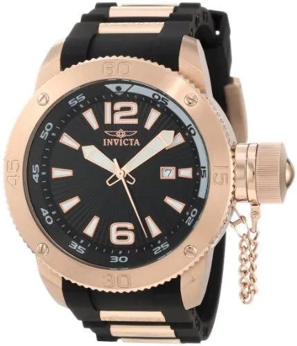 Invicta I-Force Black Dial Black Polyurethane with Rose Gold-plated Men's Watch 12965