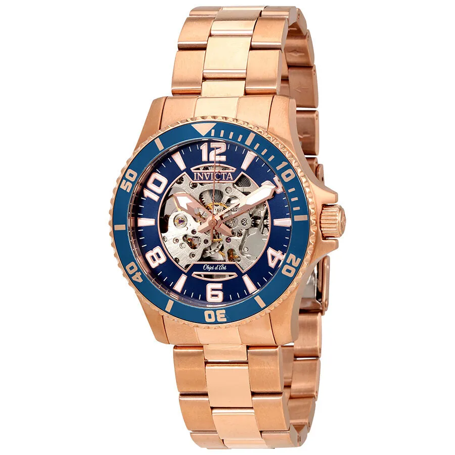 Invicta Objet D Art Automatic Blue Skeletal Dial Men's Watch 22605