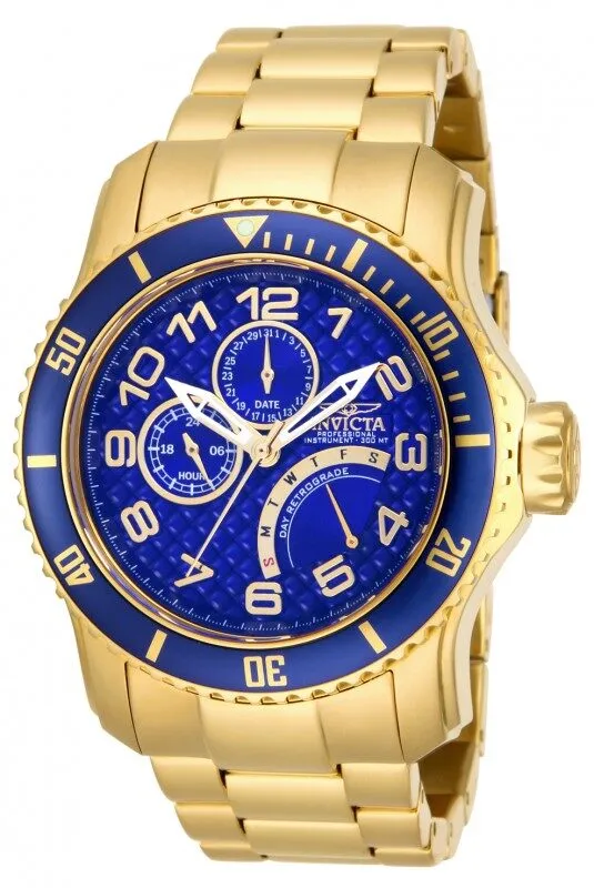 Invicta Pro Diver Multi-Function Blue Dial Gold Ion-plated Men's Watch 15342