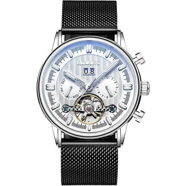mechanische Herrenuhr, Tourbillon Uhr, Lederarmbanduhr, Skeleton Uhr