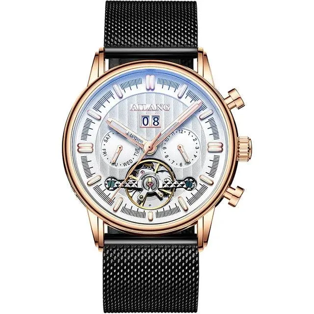 mechanische Herrenuhr, Tourbillon Uhr, Lederarmbanduhr, Skeleton Uhr