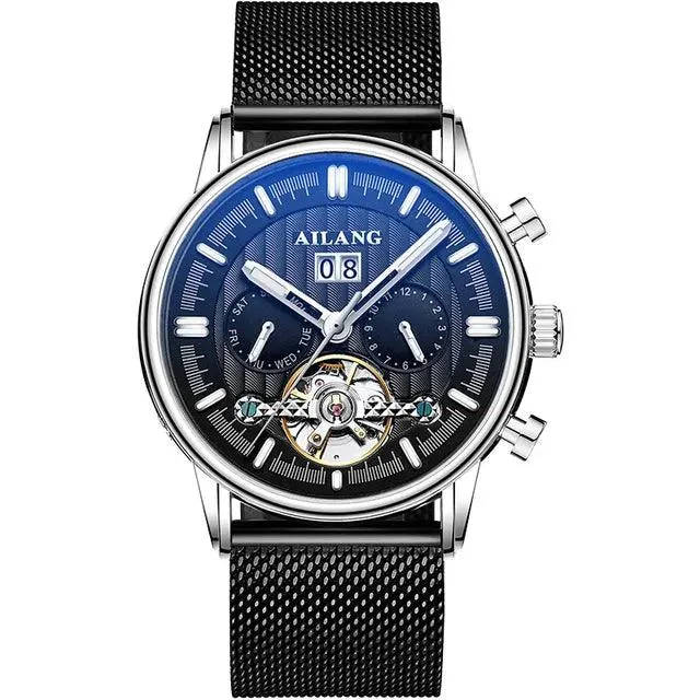mechanische Herrenuhr, Tourbillon Uhr, Lederarmbanduhr, Skeleton Uhr