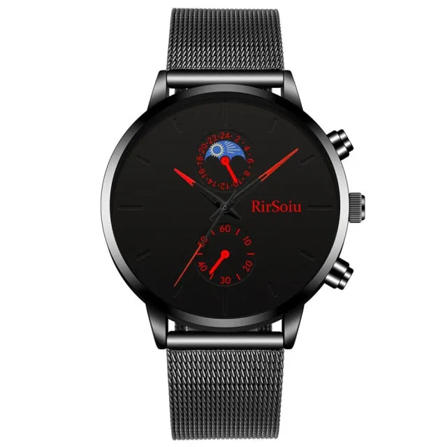Men Watches Luxury New Top Men Stainless Steel Mesh Watches Mens Military Sports Quartz Watch Women Wristwatch Relogio Masculino