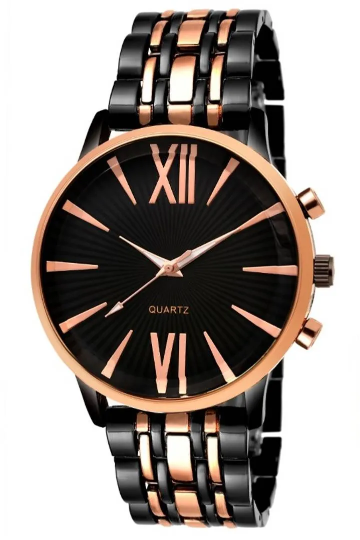 Metal Roman Watches for Men (Golden-black)