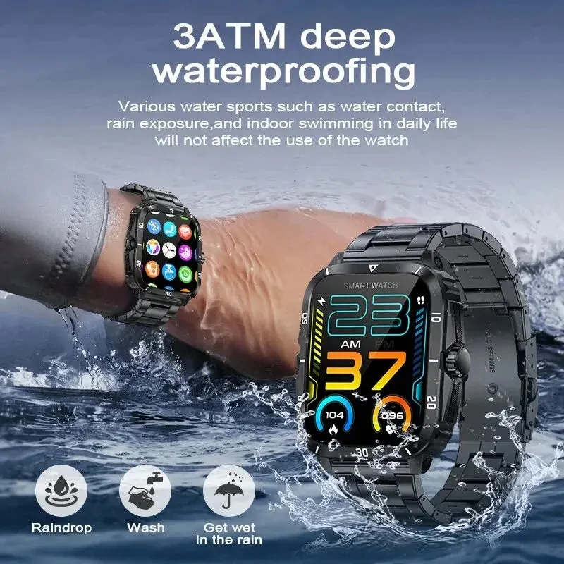 Military Smart Watch Men IP68 3ATM Waterproof with BT  Call Outdoor - Sports Fitness Tracker 24H Health Monitor 430mAh Battery