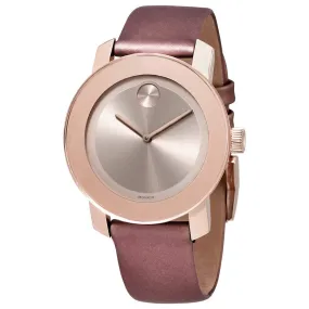 Movado Bold Carnation Gold Dial Rose Leather Ladies Watch 3600457