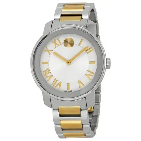 Movado Bold Silvered White Dial Two-tone Stainless Steel Unisex Watch 3600208