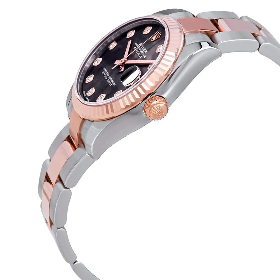 Rolex Datejust 31 Black Mother of Pearl Diamond Dial Ladies Steel and 18 ct Everose Gold Oyster Watch 178271BKMDO
