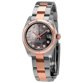 Rolex Datejust 31 Black Mother of Pearl Diamond Dial Ladies Steel and 18 ct Everose Gold Oyster Watch 178271BKMDO