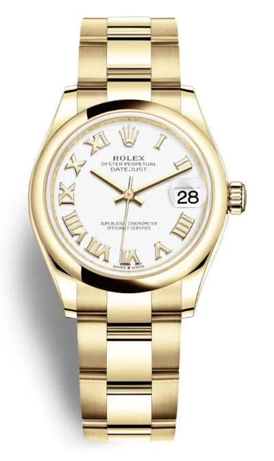 Rolex Datejust 31 White Dial Automatic Ladies 18kt Yellow Gold Oyster Watch 278248WRO