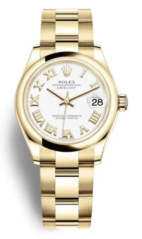 Rolex Datejust 31 White Dial Automatic Ladies 18kt Yellow Gold Oyster Watch 278248WRO