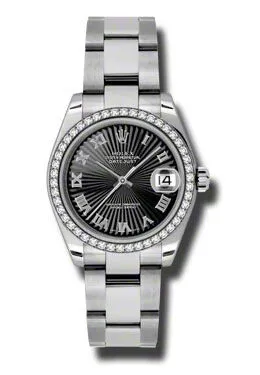 Rolex Datejust Lady 31 Black Sunburst Dial Stainless Steel Oyster Bracelet Automatic Watch 178384BKSBRO